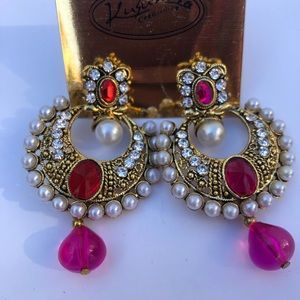 Gold, Pearl, Crystal Earrings- NEVER WORN !